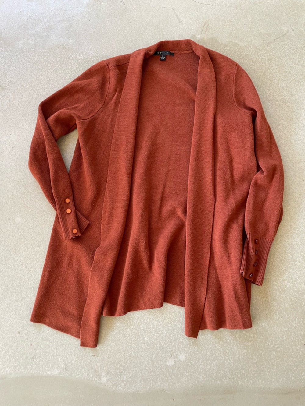 Cyrus Rust Open-Front Knit Cardigan